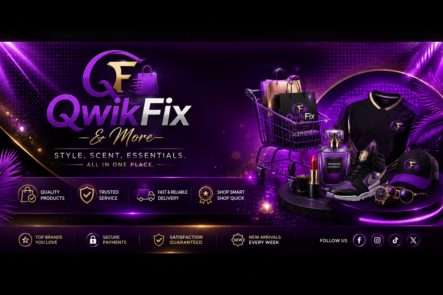 QwikFix & More purple premium shopping banner
